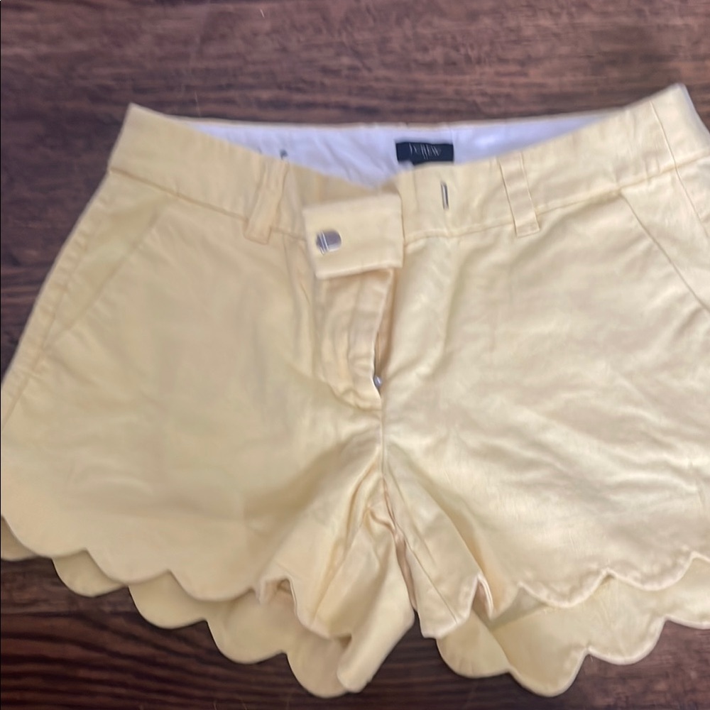 J. Crew Yellow High Waist Scalloped Shorts